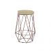 Banqueta Decorativa Rubel Base Bronze Veludo Bege G41 - Gran Belo