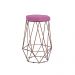Banqueta Decorativa Rubel Base Bronze Veludo Rosê G41 - Gran Belo