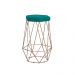 Banqueta Decorativa Rubel Base Gold Suede Azul Claro G41 - Gran Belo
