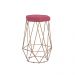 Banqueta Decorativa Rubel Base Gold Suede Rosa G41 - Gran Belo