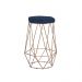Banqueta Decorativa Rubel Base Gold Veludo Azul G41 - Gran Belo