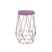 Banqueta Decorativa Rubel Base Gold Veludo Rosê G41 - Gran Belo