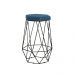 Banqueta Decorativa Rubel Base Preta Suede Azul Marinho - Gran Belo