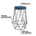 Banqueta Decorativa Rubel Base Preta Suede Azul Marinho - Gran Belo