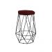 Banqueta Decorativa Rubel Base Preta Suede Bordô G41 - Gran Belo