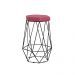 Banqueta Decorativa Rubel Base Preta Suede Rosa G41 - Gran Belo