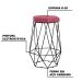 Banqueta Decorativa Rubel Base Preta Suede Rosa G41 - Gran Belo