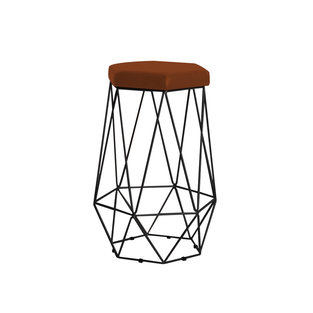 Banqueta Decorativa Rubel Base Preta Suede Telha G41 - Gran Belo