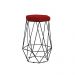 Banqueta Decorativa Rubel Base Preta Suede Vermelho G41 - Gran Belo