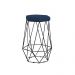 Banqueta Decorativa Rubel Base Preta Veludo Azul G41 - Gran Belo