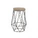 Banqueta Decorativa Rubel Base Preta Veludo Bege - Gran Belo