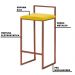 Banqueta Decorativa Selena Base Bronze Suede Amarelo G41 - Gran Belo