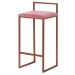 Banqueta Decorativa Selena Base Bronze Suede Rosa G41 - Gran Belo