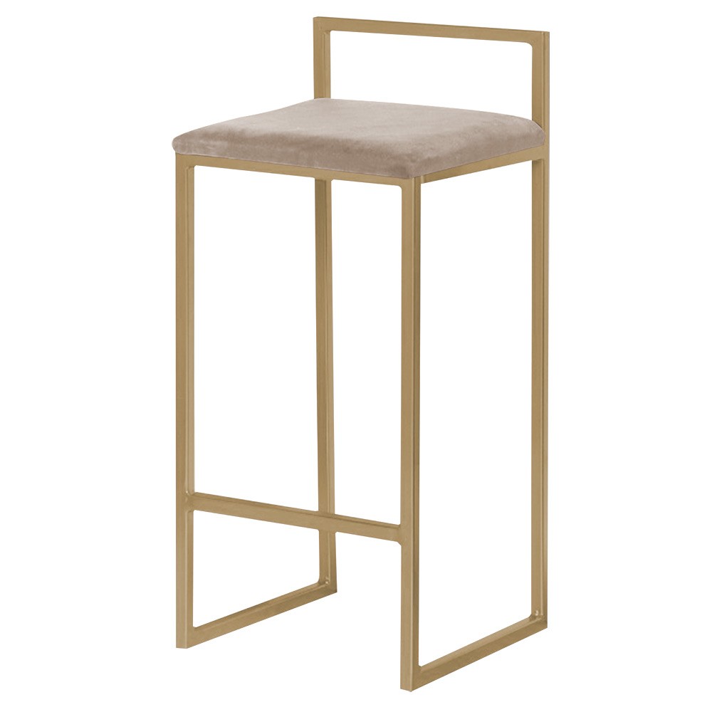 Banqueta Decorativa Selena Base Gold Suede Cappuccino G41 - Gran Belo