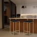 Banqueta Decorativa Selena Base Gold Suede Preto G41 - Gran Belo