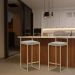 Banqueta Decorativa Selena Base Gold Veludo Cinza G41 - Gran Belo