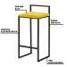 Banqueta Decorativa Selena Base Preta Suede Amarelo G41 - Gran Belo