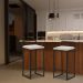 Banqueta Decorativa Selena Base Preta Suede Bege G41 - Gran Belo
