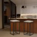 Banqueta Decorativa Selena Base Preta Suede Cappuccino G41 - Gran Belo