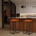 Banqueta Decorativa Selena Base Preta Suede Telha G41 - Gran Belo