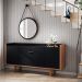 Buffet Aparador Balcão Sala de Jantar Albâni Preto/Nature G26 - Gran Belo
