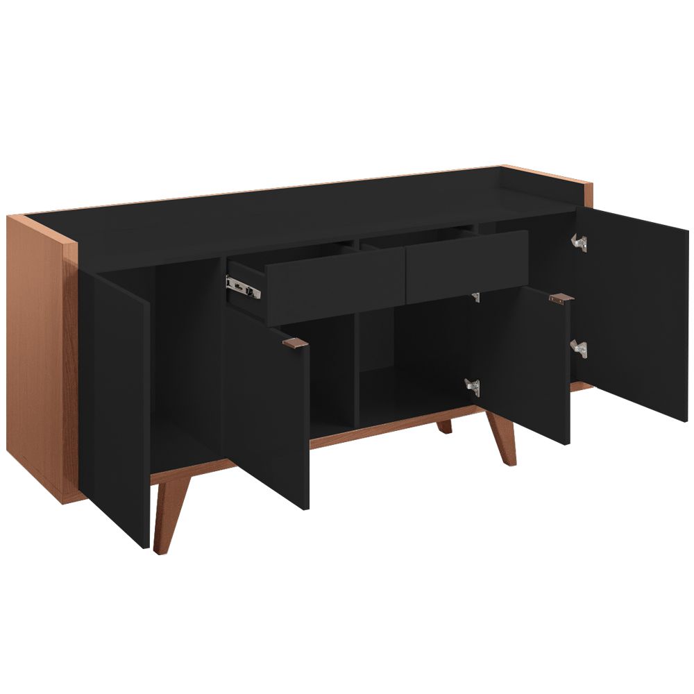 Buffet Aparador Balcão Sala de Jantar Albâni Preto/Nature G26 - Gran Belo