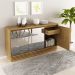 Buffet Aparador Balcão Sala de Jantar com Espelho nas Portas BB2609 MDP Natural G69 - Gran Belo