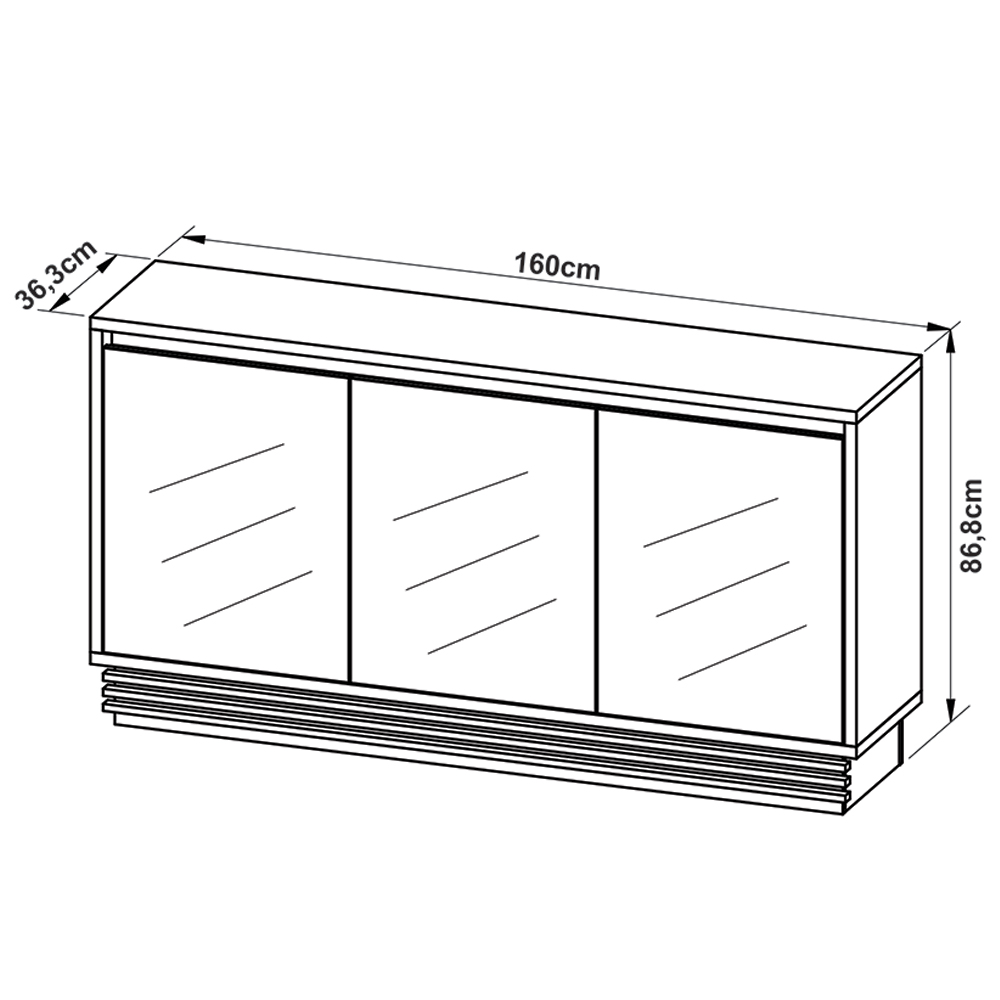 Buffet Aparador Balcão Sala de Jantar com Espelho nas Portas BB2609 MDP Natural G69 - Gran Belo