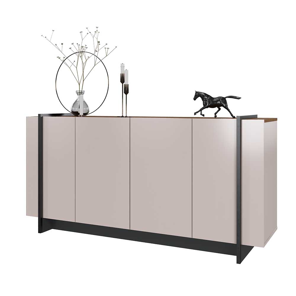 Buffet Aparador Decorativo 160cm Destin Off White/Preto G73 - Gran Belo