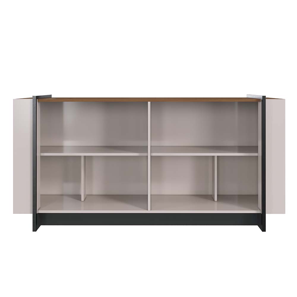 Buffet Aparador Decorativo 160cm Destin Off White/Preto G73 - Gran Belo