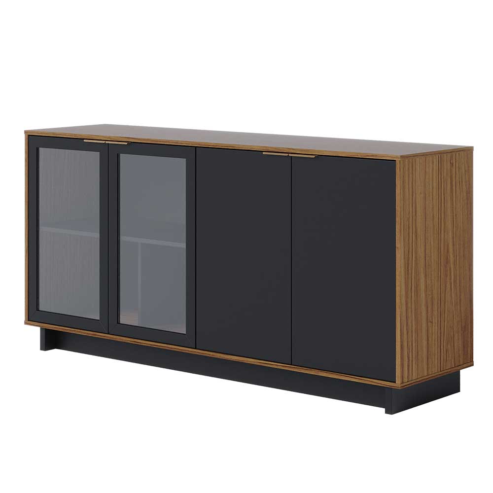 Buffet Aparador Decorativo 160cm Gunga Noce/Preto G73 - Gran Belo
