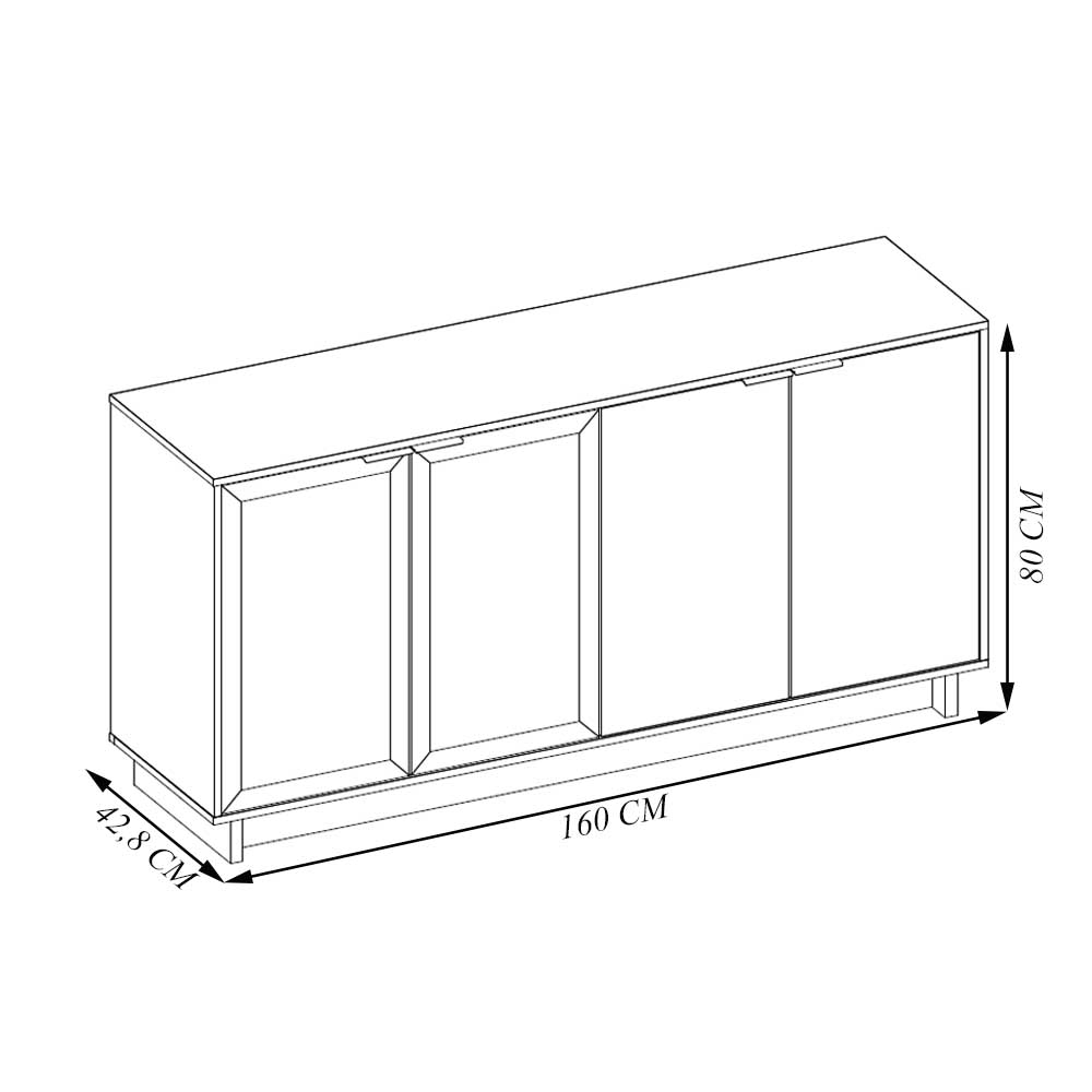 Buffet Aparador Decorativo 160cm Gunga Noce/Preto G73 - Gran Belo
