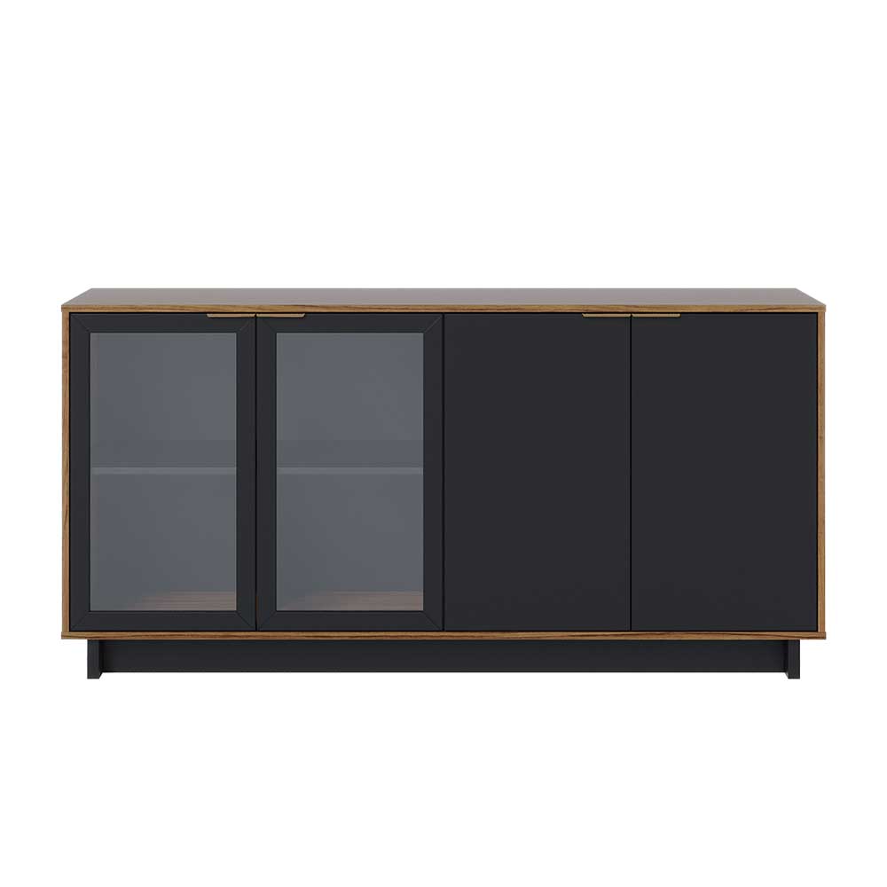 Buffet Aparador Decorativo 160cm Gunga Noce/Preto G73 - Gran Belo