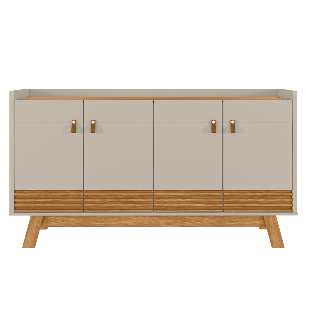 Buffet Aparador Decorativo Giustino Puxador em PU 160cm Nature/Off White G77 - Gran Belo