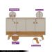 Buffet Aparador Decorativo Giustino Puxador em PU 160cm Nature/Off White G77 - Gran Belo
