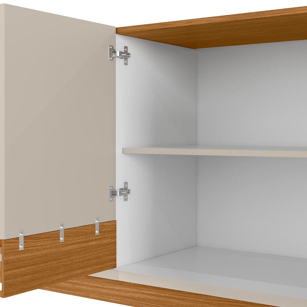 Buffet Aparador Decorativo Giustino Puxador em PU 160cm Nature/Off White G77 - Gran Belo