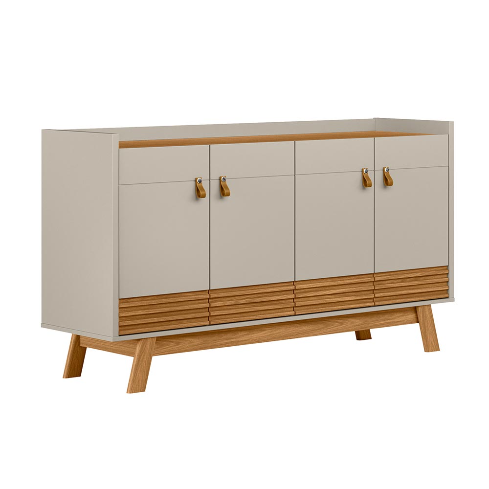 Buffet Aparador Decorativo Giustino Puxador em PU 160cm Nature/Off White G77 - Gran Belo