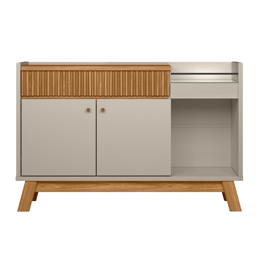 Buffet Aparador Decorativo Modric Detalhe Ripado 133cm Nature/Off White G77 - Gran Belo