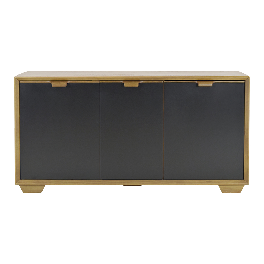 Buffet Aparador Decorativo Shaman em Madeira Castanho/Preto - Gran Belo