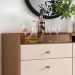 Buffet Aparador Noeli com Bandeja Lateral MDP/MDF Pés em Madeira Castanho/Off White G26 - Gran Belo