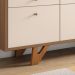 Buffet Aparador Noeli com Bandeja Lateral MDP/MDF Pés em Madeira Castanho/Off White G26 - Gran Belo