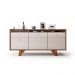 Buffet Aparador Noeli com Bandeja Lateral MDP/MDF Pés em Madeira Castanho/Off White G26 - Gran Belo