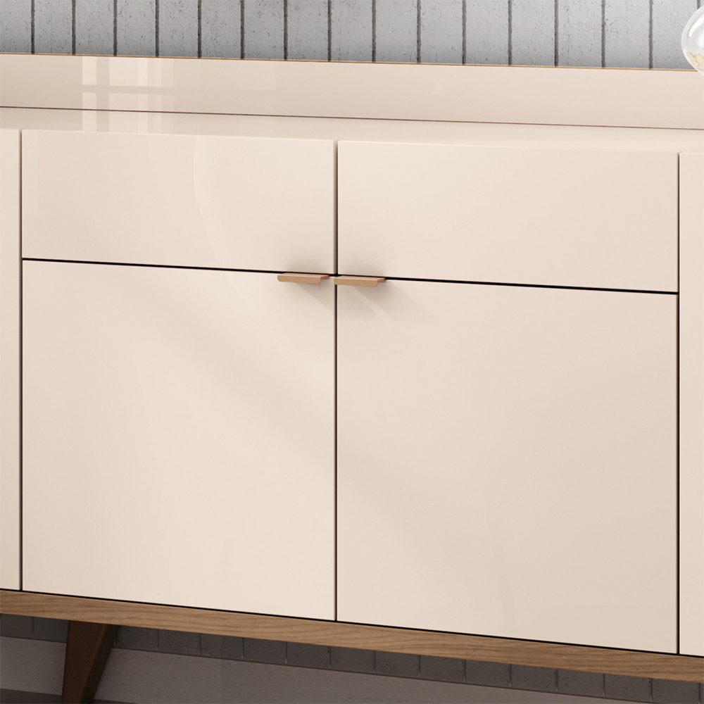 Buffet Balcão Decorativo Albâni Sala de Jantar Pés Madeira MDP/MDF Off White/Castanho G26 - Gran Belo