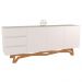 Buffet Balcão Sala de Jantar 200cm Tampo de Vidro Aaron Off White/Champagne G60 - Gran Belo