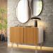 Buffet Benvenuto MDP/MDF Decorativo Sala de Estar com Pés em Aço Off White/Cinamomo G26 - Hb Móveis