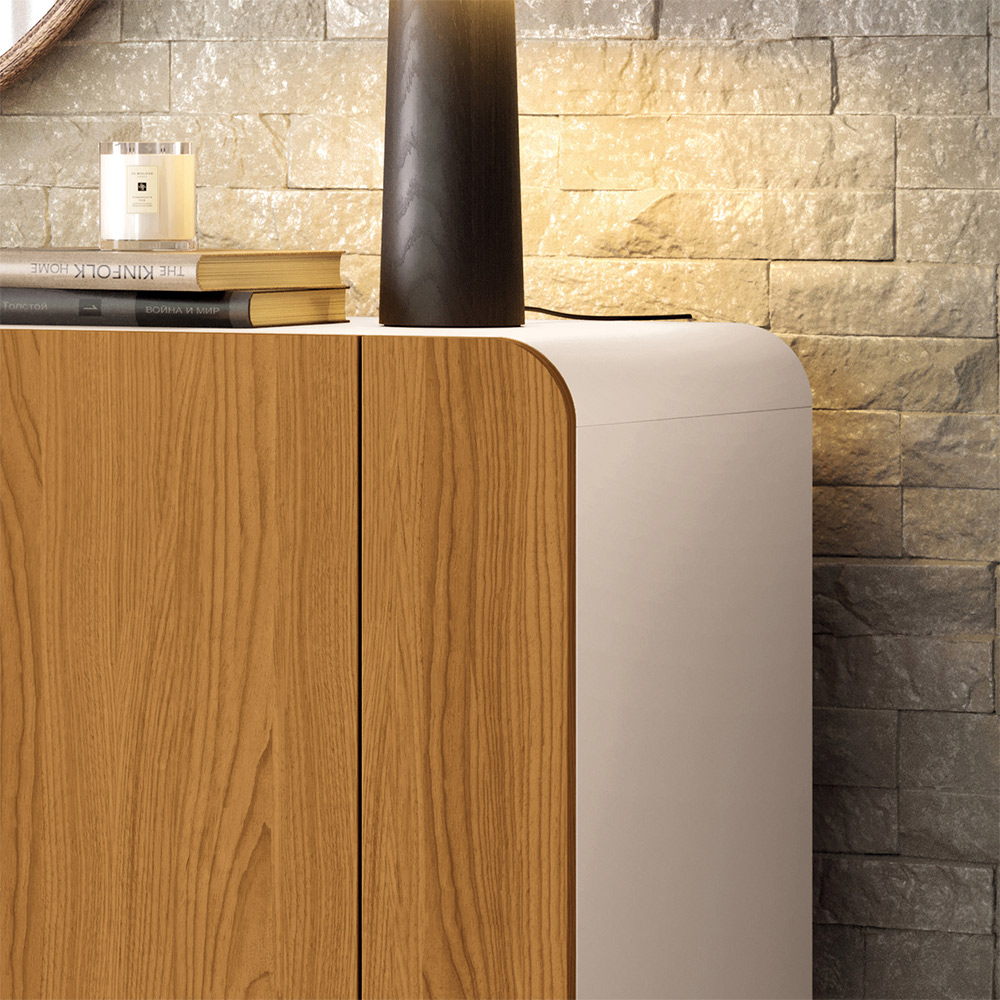 Buffet Benvenuto MDP/MDF Decorativo Sala de Estar com Pés em Aço Off White/Cinamomo G26 - Hb Móveis
