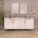 Buffet Decorativo América 4 Portas Pés Metálicos Dourados Off White G18 - Gran Belo