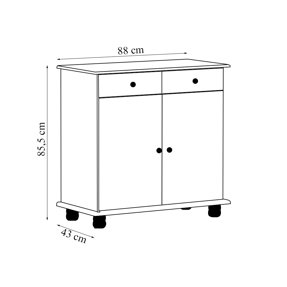 Buffet Decorativo Ivan Madeira 2 Portas e 2 Gavetas Café G74 - Gran Belo