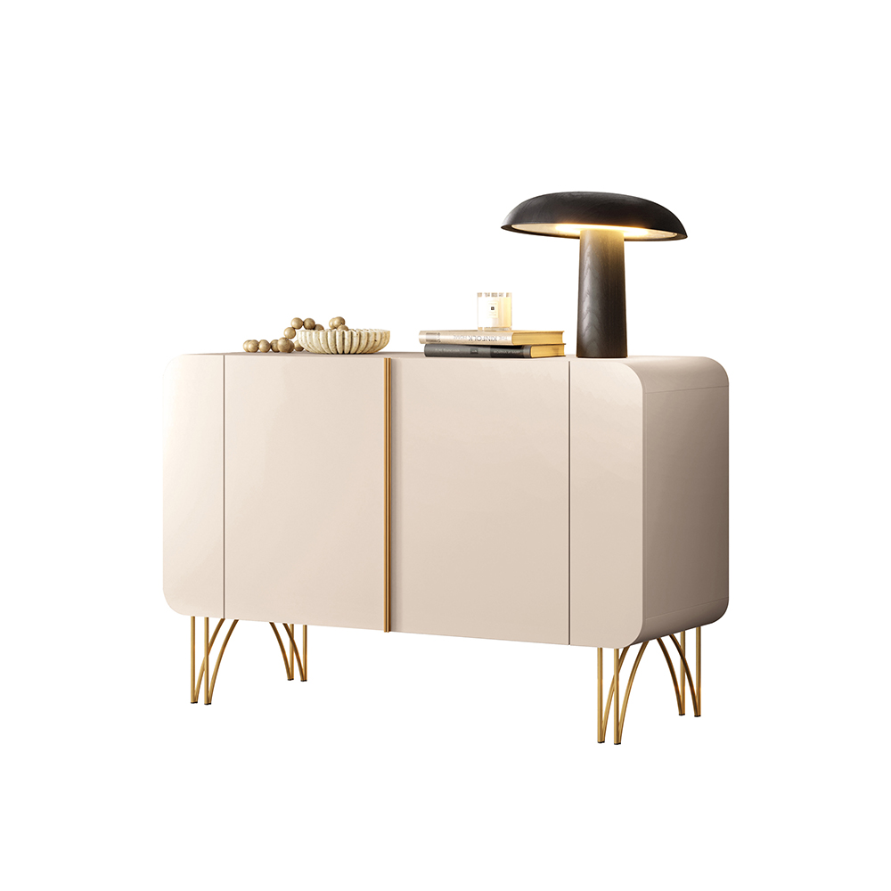 Buffet Decorativo Sala de Estar Bambino MDP/MDF Pés em Aço Off White G26 - Gran Belo