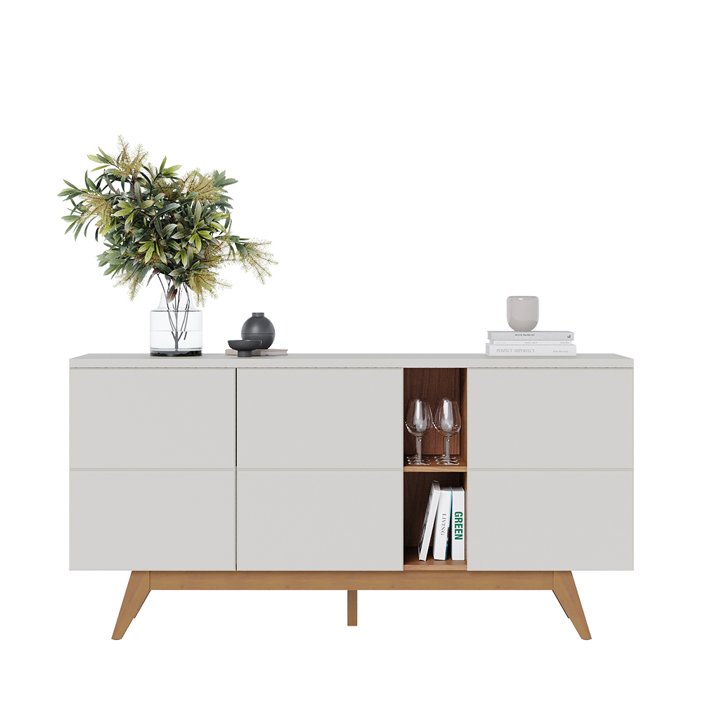 Buffet Decorativo Sala de Jantar Versátil Sancho com portas e Prateleiras Off White G73 -  Gran Belo